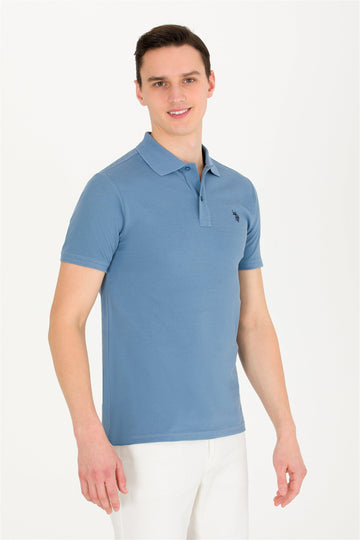 USPA Polo Shirt Men Indigo VR028 USPOM267 Single Color Horse US Polo Assn.